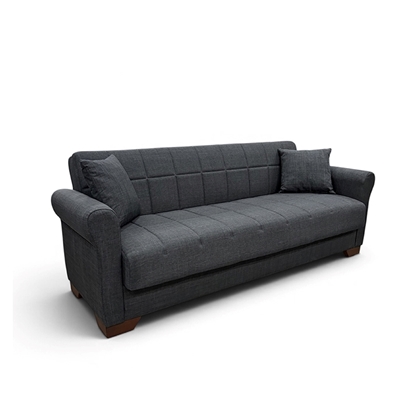 Εικόνα της VAVEL DARK GREY ΥΦΑΣΜΑ 3ΘΕΣΙΟΣ ΚΑΝΑΠΕΣ/ΚΡΕΒΑΤΙ ΜΕ ΑΠΟΘ.ΧΩΡΟ 216X85X80εκ.