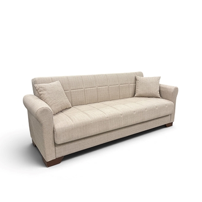 Εικόνα της VAVEL LIGHT BROWN ΥΦΑΣΜΑ 3ΘΕΣΙΟΣ ΚΑΝΑΠΕΣ/ΚΡΕΒΑΤΙ ΜΕ ΑΠΟΘ.ΧΩΡΟ 216X85X80εκ.