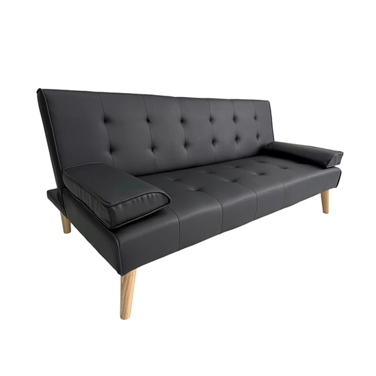 Εικόνα από MERYL BLACK PU ΚΑΝΑΠΕΣ ΚΡΕΒΑΤΙ 170X81X74εκ.